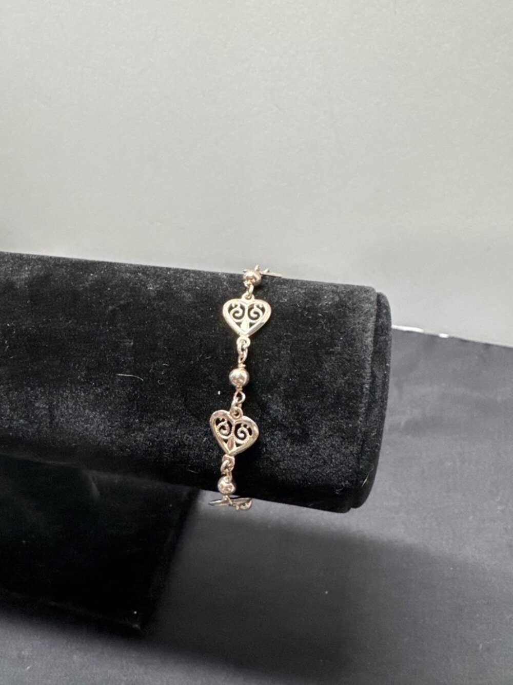 Sterling Silver 925 Filigree Heart Link Bracelet By Milor Italy 7.5 Inches